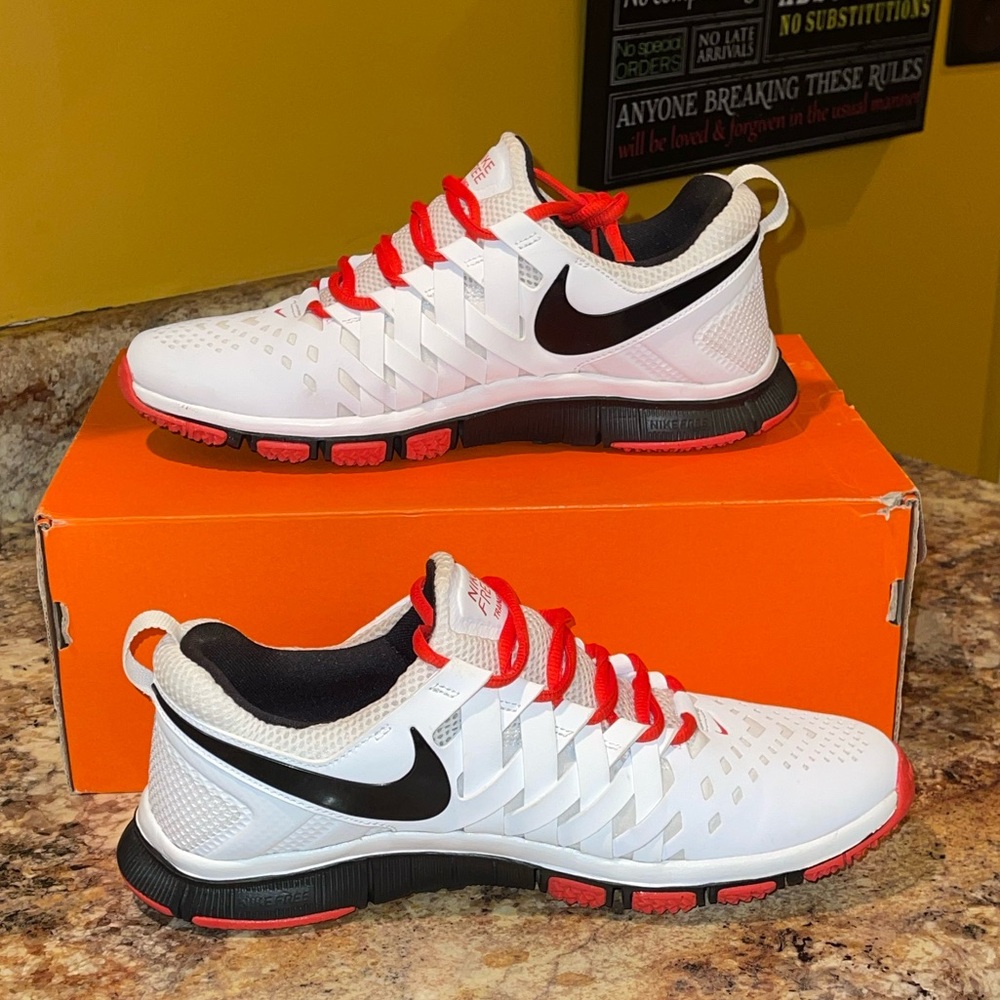 COPY - COPY - Nike White and Black Athletic Shoes with Red Accents